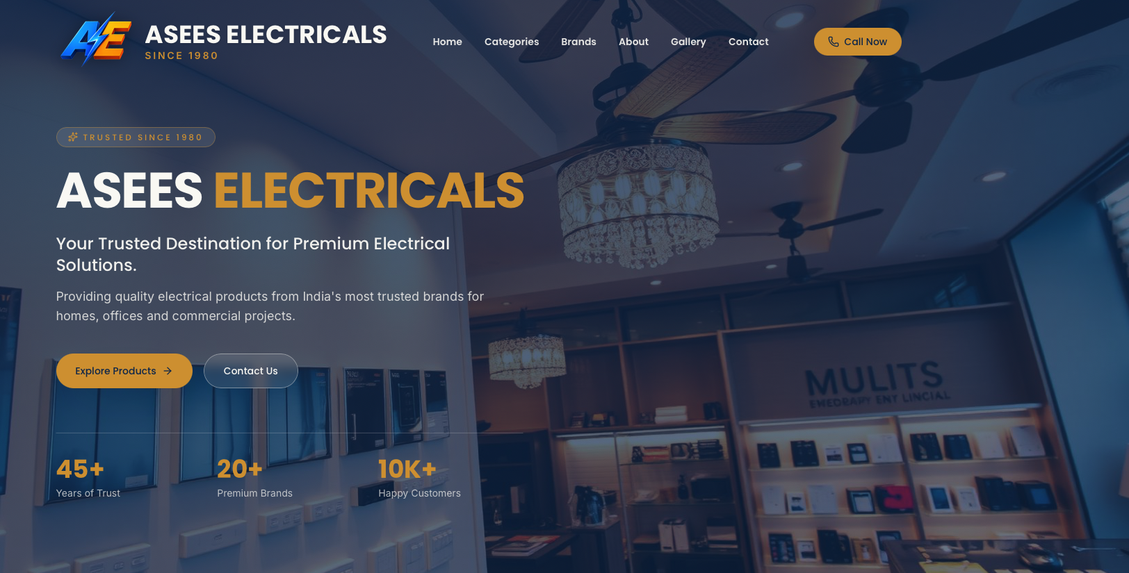 Asees Electricals — desktop view